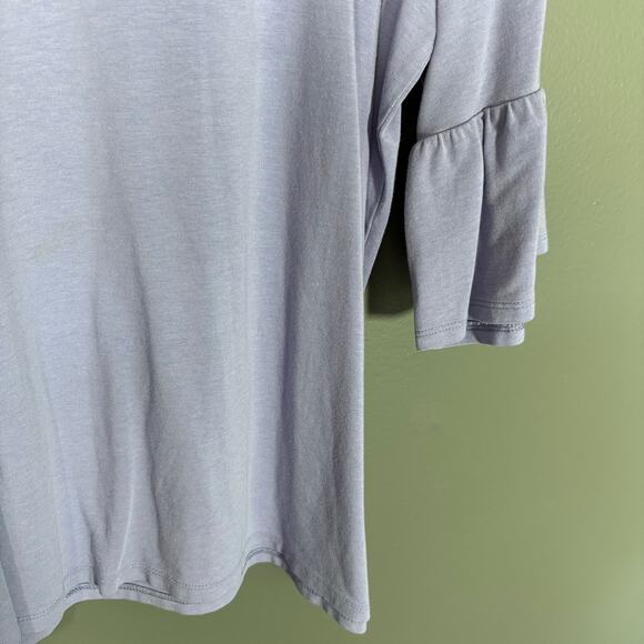 J. Jill Women's Light Purple Minimalist Boho Ruffle Sleeve Top - Size Medium - Picture 3 of 6